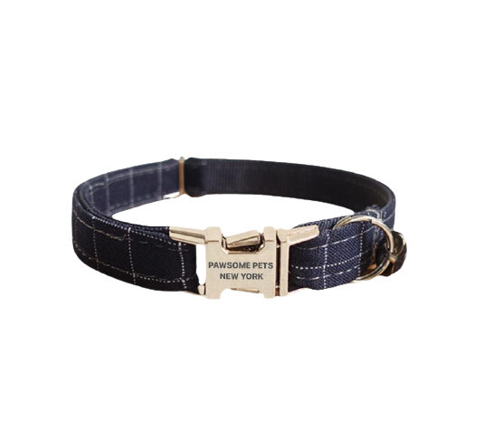 Adjustable purplish blue stripe dog and cat collar