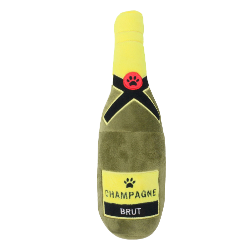 Squeaking Plush Champagne Bottle Dog Toy