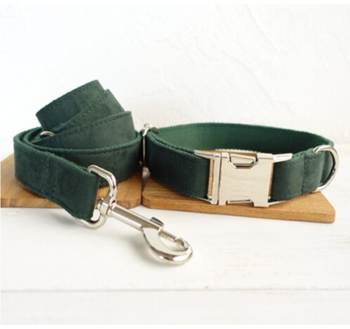 Traditional Scottish Green Bow Pet Collar Set