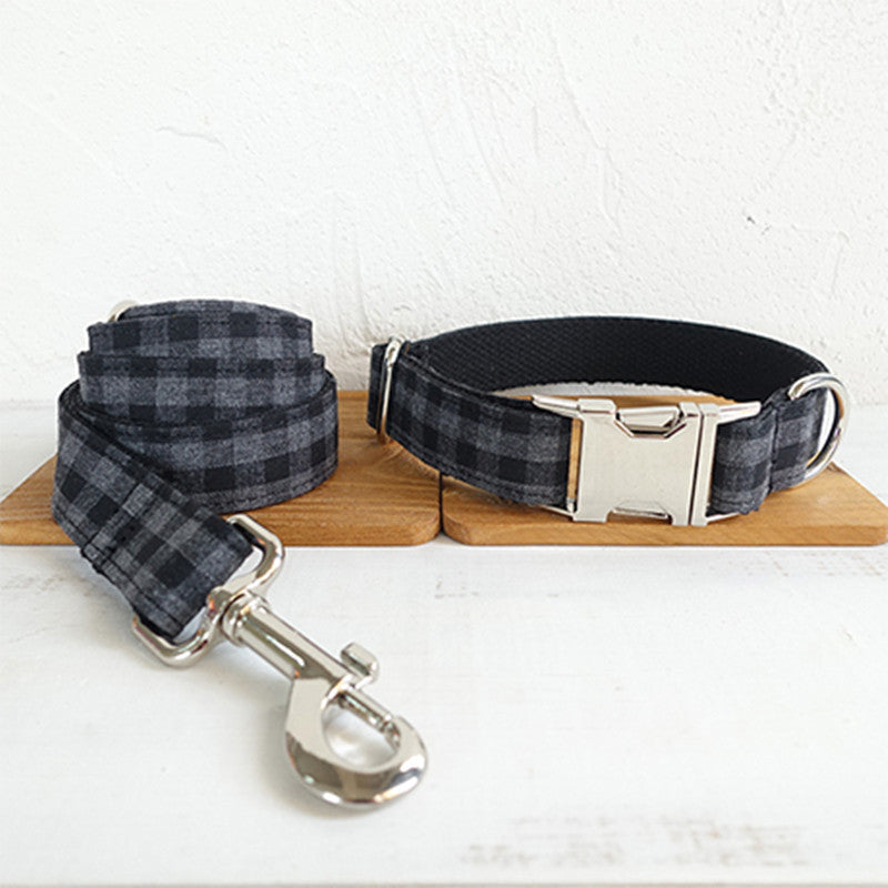 Classic Grey Tartan Collar and Lead Set