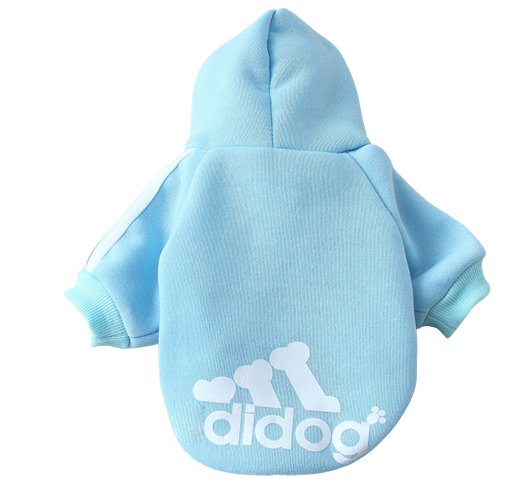 Adidog hoodie in black for medium-sized dog posing outdoors"