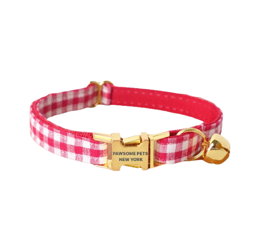 Adjustable French Vermilion Stripe Dog & Cat Collar made of durable nylon webbing