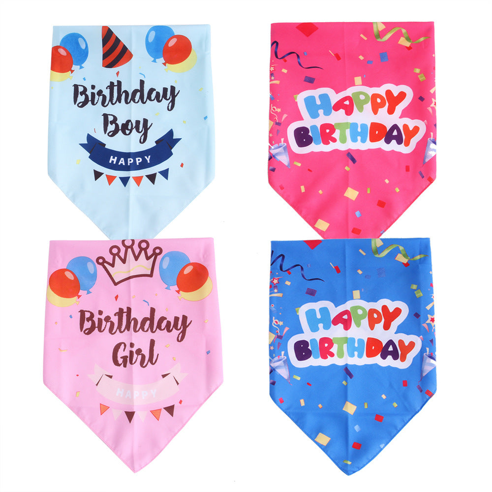 Cute Polyester Pet Birthday Triangle Scarf
