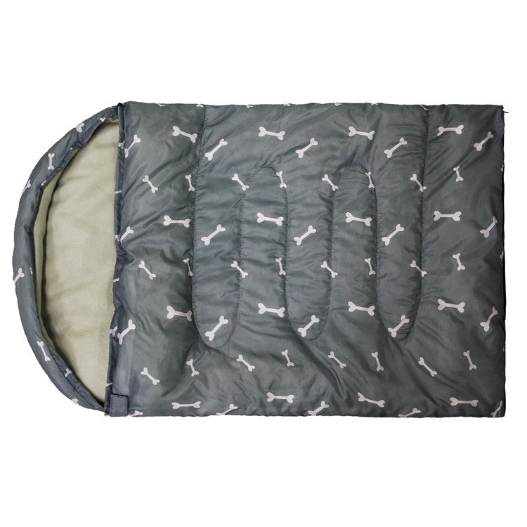 Waterproof and insulated dog bed set in a scenic outdoor setting, demonstrating comfort and warmth