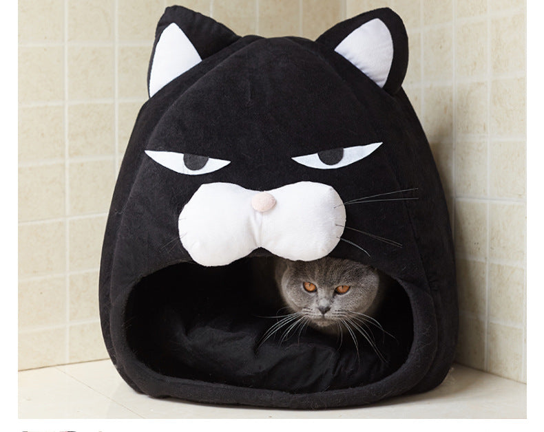 Black and White Grumpy Cat Bed