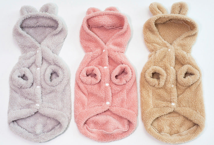 Adorable Fleece Bear Dog Dressing Gown