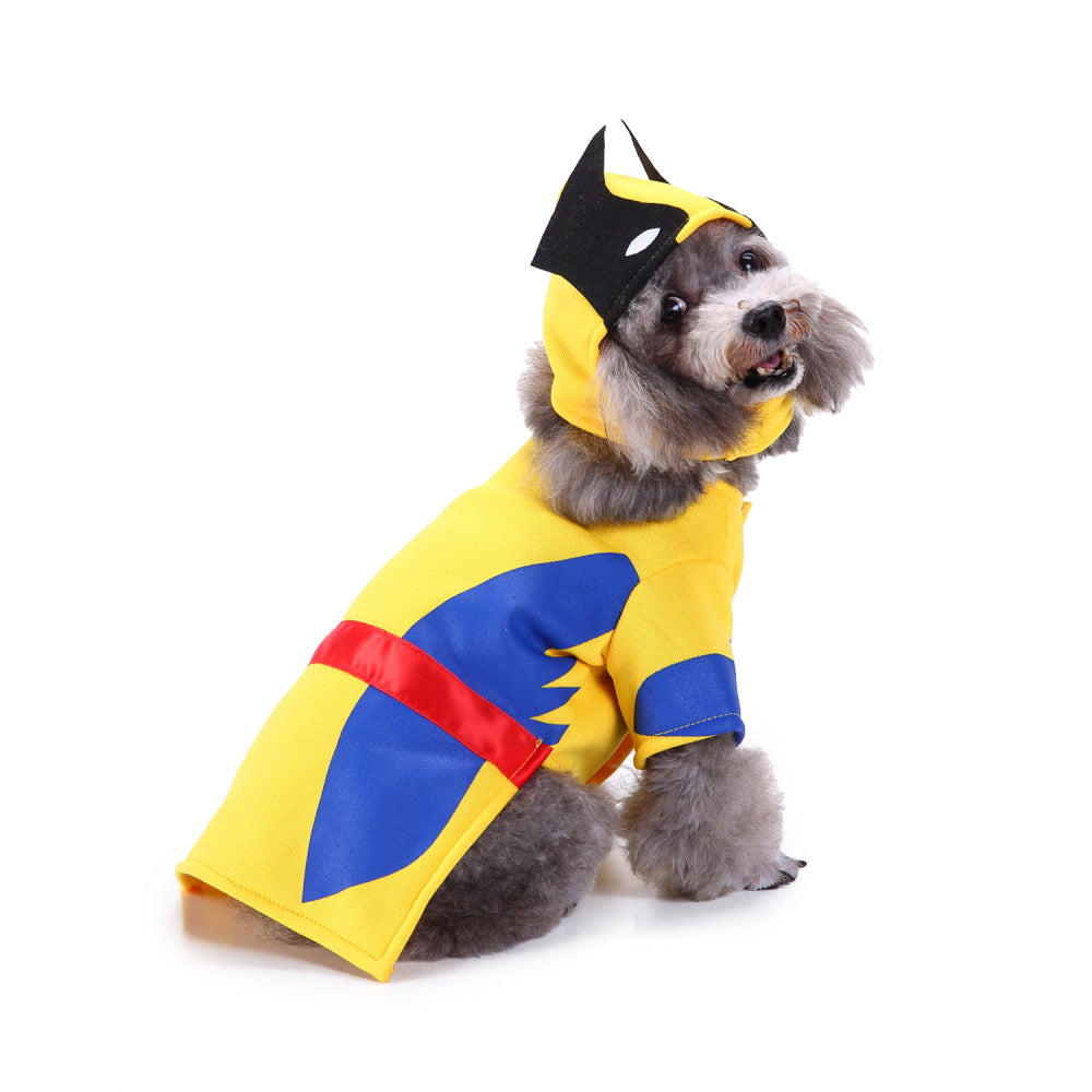 Dog wearing Flash superhero costume