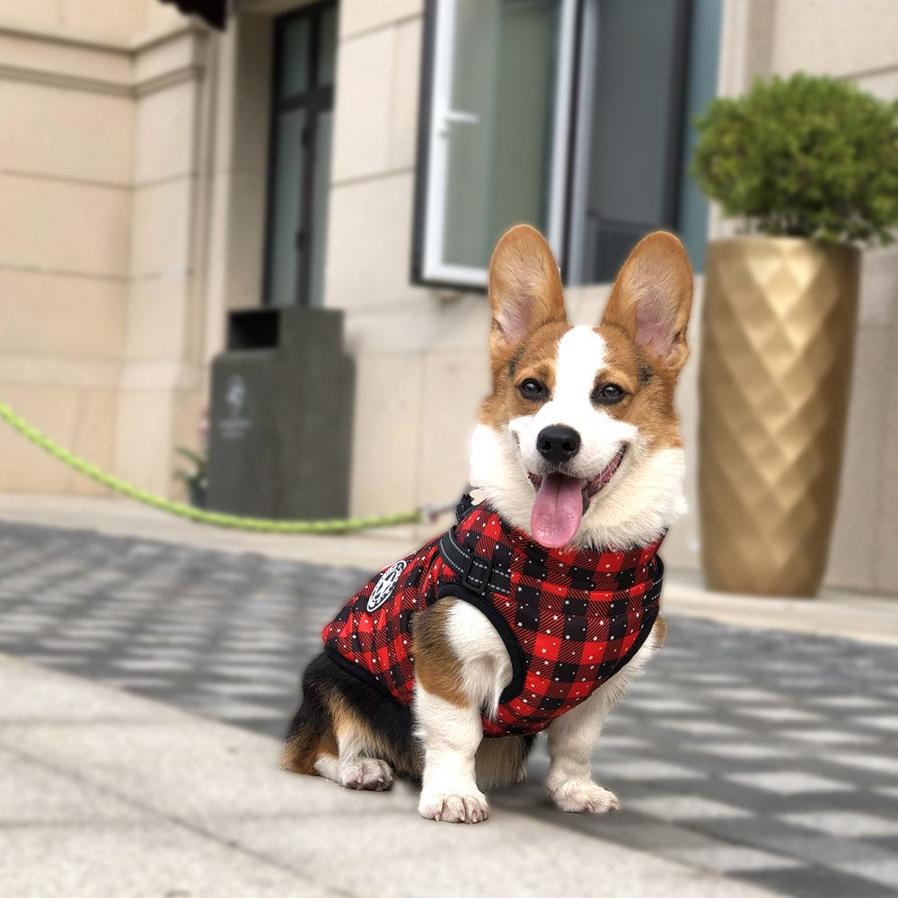 Durable Waterproof Dog Coat with Built-in Harness - Snowflake