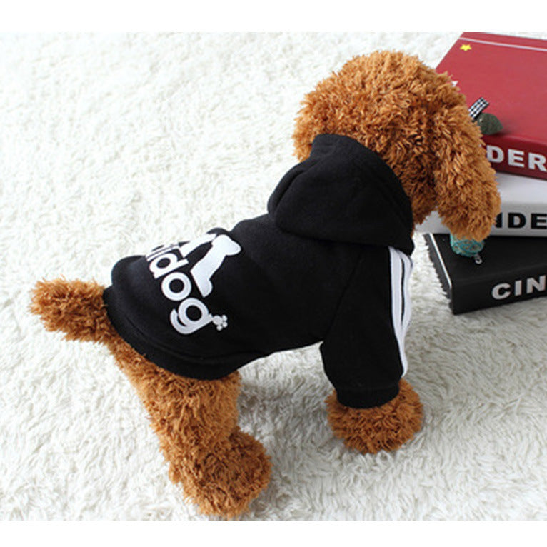 Chic pink Adidog pullover for dogs showcasing the latest pet fashion trend